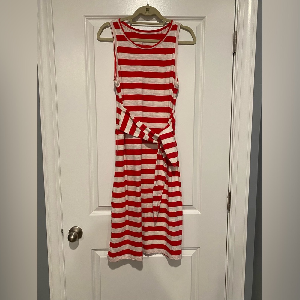 Loft sleeveless cotton midi dress with waist tie